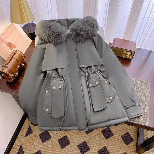 Women’s Hooded Parka Winter Fleece Cotton Padded Long Sleeve Casual Coat