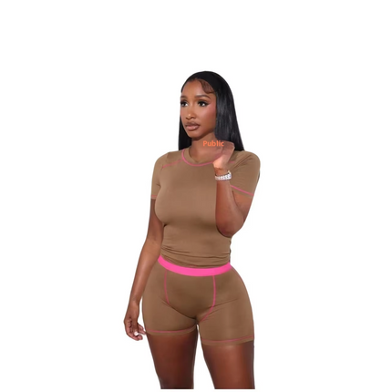 Women’s Casual Summer Two Piece Knit Shorts Set Slim Fit