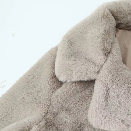 Women’s Faux Fur Coat Warm Lapel Jacket Soft Chic Winter Outerwear Long