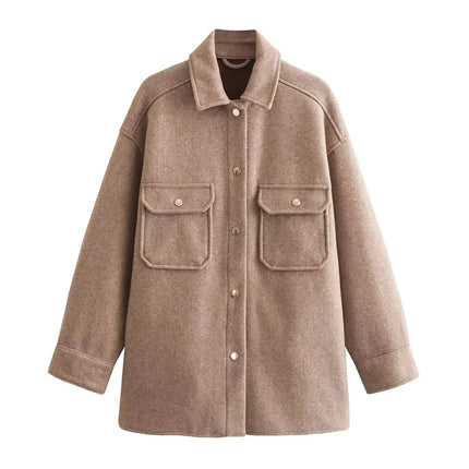 Long Winter Jacket for Women Korean Style Lapel Button Coat 2025