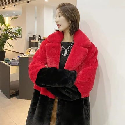 Plush Faux Fur Winter Coat for Women Long Teddy Jacket Warm Luxury Style