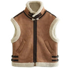 Women’s Faux Fur Lapel Vest Coat Two-Tone Casual Winter Fashion 2025