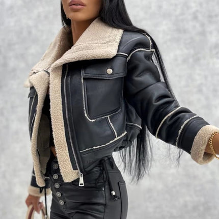 Women’s PU Leather Biker Jacket for Autumn Winter | Motorcycle Style Coat
