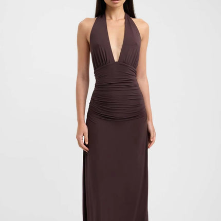 Summer Deep V Halter Backless Maxi Beach Party Dress Women