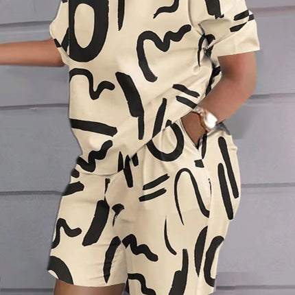 Women Summer Two Piece Set T Shirt Shorts Jogger Gym Plus Size