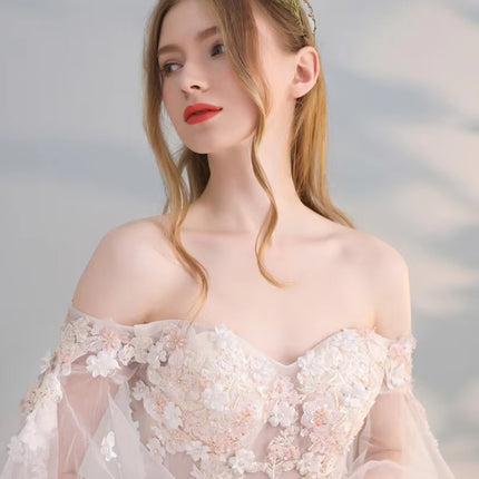 2025 Modest Off Shoulder Lace Wedding Dress Elegant Summer Bridal Gown