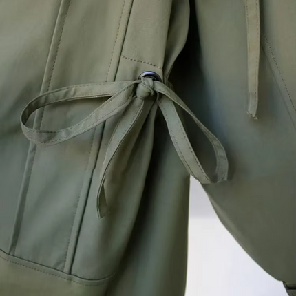 Women’s Hooded Trench Cargo Coat Mid-Length Loose Zipper Korean Style