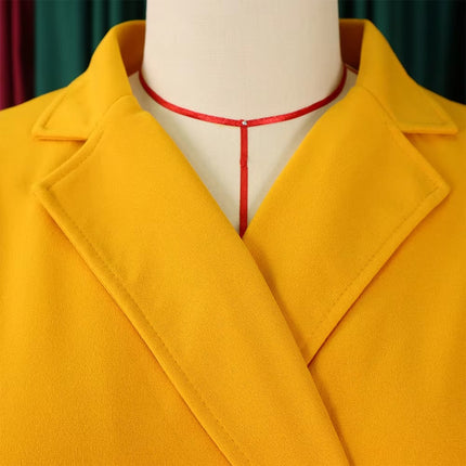 Women’s Professional Slim Fit Suit Collar Dress with Side Slit Elegance