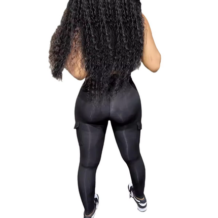 Women’s Halter V Neck Backless Knit Jumpsuit Slim Fit Summer Wear