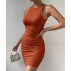 Women’s Sleeveless Slim Fit Wrap Dress with Crocheted Waist Elegant Style
