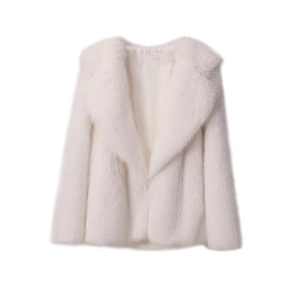 Winter Faux Fox Fur Coat for Women Thick Warm Long Sleeve Jacket