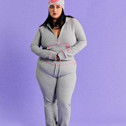 Autumn 2025 Women's Loose Hooded Cardigan Set with Zipper & Matching Trousers