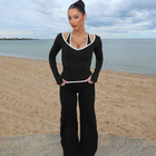 Women’s Autumn Three Piece Set Color Block Long Sleeve Slim Fit Outfit