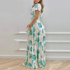 Women’s V-Neck Printed Maxi Dress High Waist Summer Commuter Style