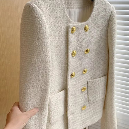 Luxury Tweed Short Jacket for Women French Double Breasted Winter Coat