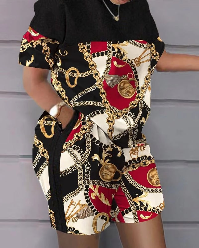 Women Summer Two Piece Set T Shirt Shorts Jogger Gym Plus Size