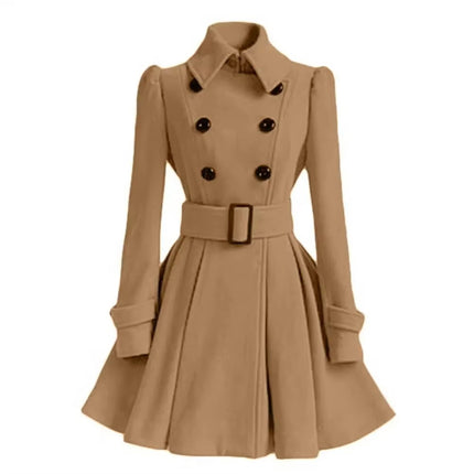 Women’s Double Breasted Long Wool Coat | Autumn Winter Warm Overcoat