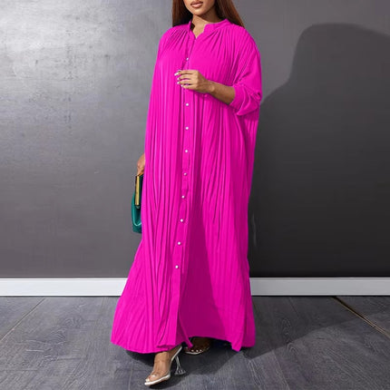 Women’s Summer Loose Pleated Casual Dress Plus Size Comfort Fit