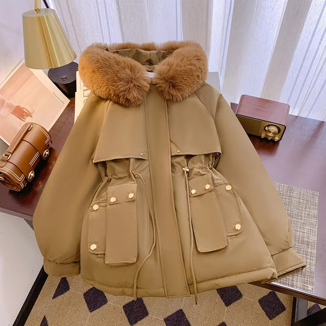 Women’s Hooded Parka Winter Fleece Cotton Padded Long Sleeve Casual Coat