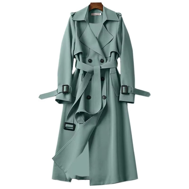 Women Long Trench Coat Fall Winter Mid Length Plus Size Overcoat