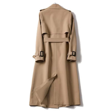 Women Long Trench Coat Fall Winter Mid Length Plus Size Overcoat