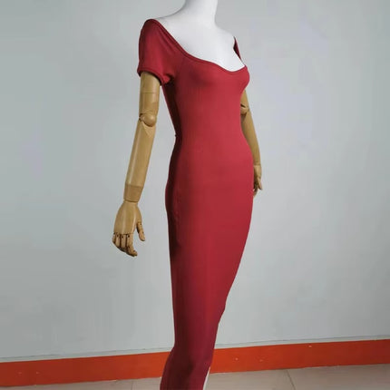 Women’s Summer Ribbed Slim Fit Maxi Dress Elegant Long One-Line