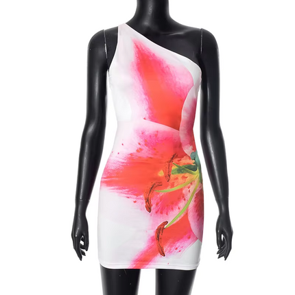 Women’s Asymmetrical Floral Mini Dress Sleeveless Summer Party Wear