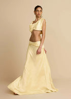 Chic Satin Crop Top & Pleated Maxi Skirt Set – Elegant 2 Piece
