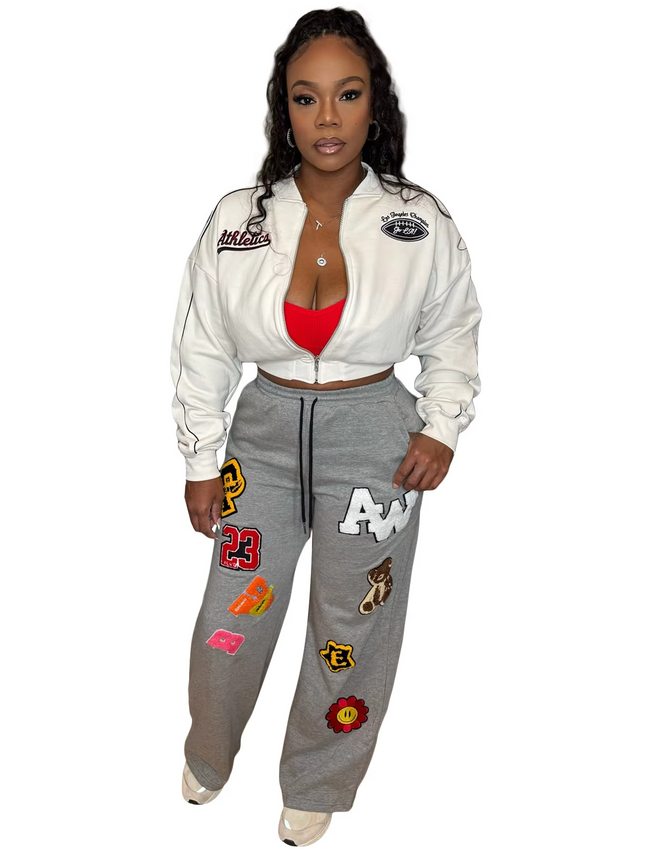 Women’s Winter Printed Fleece Sweatshirt with Stand Collar Casual Fit