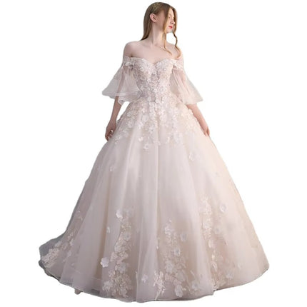 2025 Modest Off Shoulder Lace Wedding Dress Elegant Summer Bridal Gown