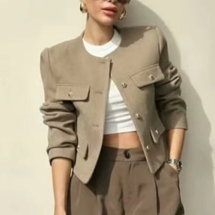 Women’s Vintage Short Coat 2024 Autumn Chic Long Sleeve Fashion Jacket