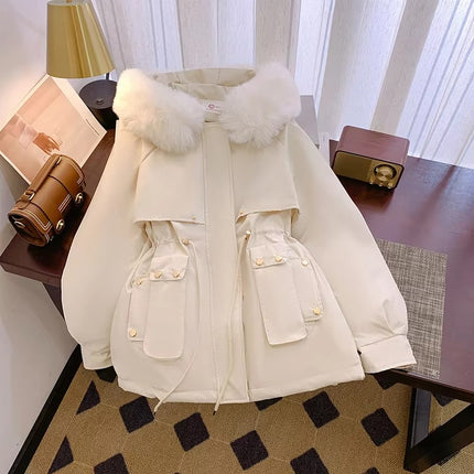 Women’s Hooded Parka Winter Fleece Cotton Padded Long Sleeve Casual Coat