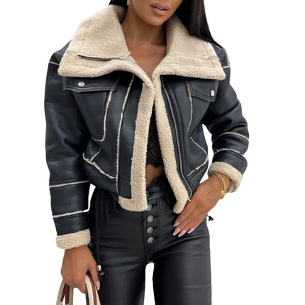 Women’s PU Leather Biker Jacket for Autumn Winter | Motorcycle Style Coat