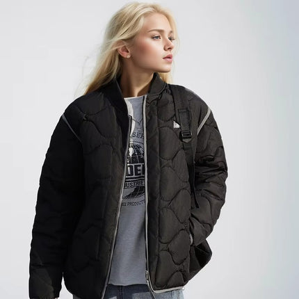 Vintage Quilted Cotton Baseball Jacket Women Waterproof Padded Coat