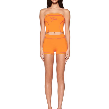 Women Sexy Sports Two Piece Set Chest Wrapped Crop Top Shorts Outfit