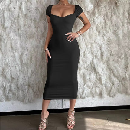 Women’s Summer Ribbed Slim Fit Maxi Dress Elegant Long One-Line