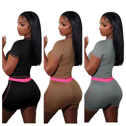 Women’s Casual Summer Two Piece Knit Shorts Set Slim Fit