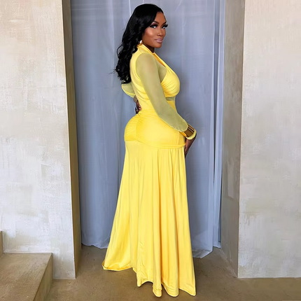 2025 Summer Women's Casual Mesh Dress Sexy See-Through Cross-Stitch Style