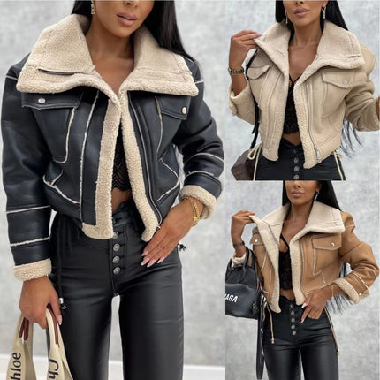 Women’s PU Leather Biker Jacket for Autumn Winter | Motorcycle Style Coat