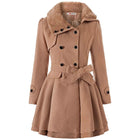 Women’s Mid-Length Wool Coat Double Breasted Belted Winter Jacket