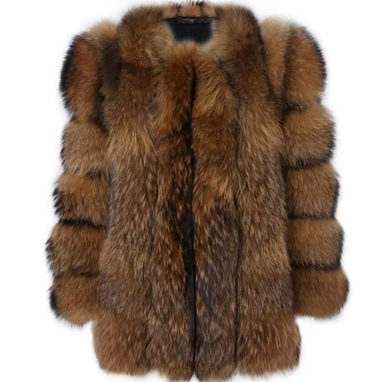 Women’s Winter Faux Fur Coat Warm Thick Fluffy Raccoon Style Jacket