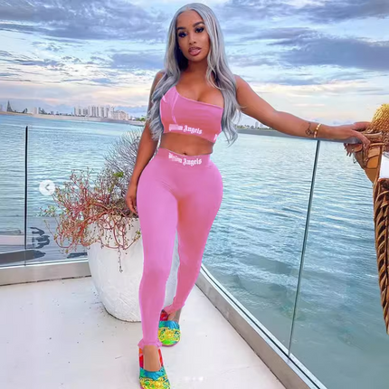 Women’s Summer 2-Piece Sports Set Sexy Printed Tight Fashion Outfit