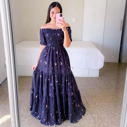 Women’s Off-Shoulder Floral Tube Summer Dress with Butterfly Print