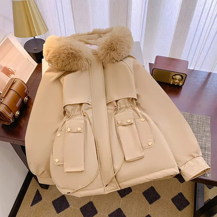 Women’s Hooded Parka Winter Fleece Cotton Padded Long Sleeve Casual Coat