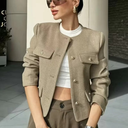 Women’s Vintage Short Coat 2024 Autumn Chic Long Sleeve Fashion Jacket