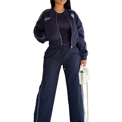 Women’s Winter Printed Fleece Sweatshirt with Stand Collar Casual Fit