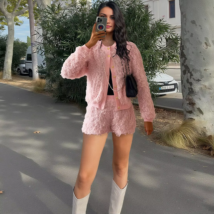 Autumn Tassel Long Sleeve Top & Shorts Set | Casual Street Style Outfit