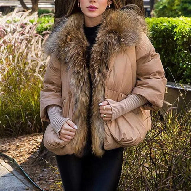 White Duck Down Winter Jacket Women with Real Fox Fur Collar Luxury Coat