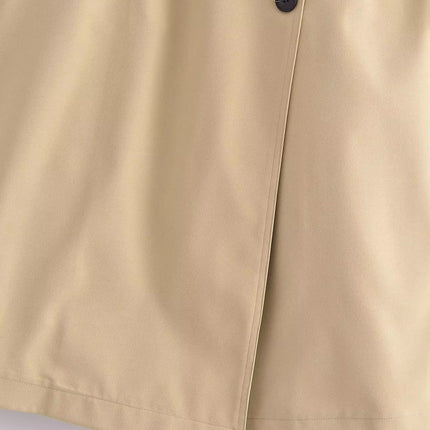 Women's Spring Trench Coat with Belt | Double Breasted Vintage Long Coat