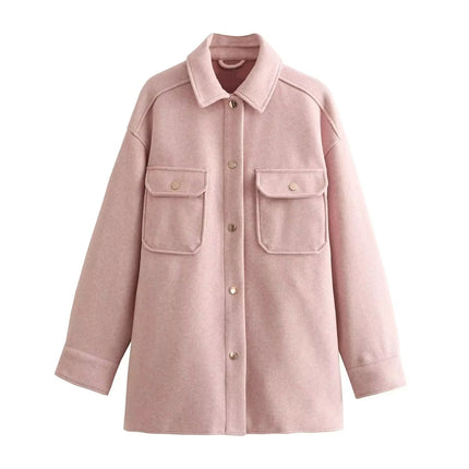 Long Winter Jacket for Women Korean Style Lapel Button Coat 2025